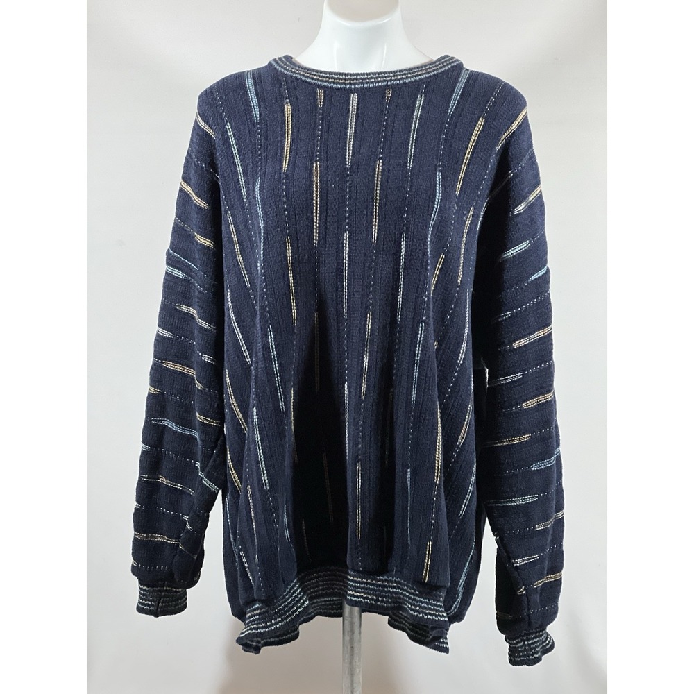 Vintage Tundra Coogi Style Sweater 2XL Colorful Textured Knit